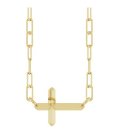 R50059 Necklace 14K Yellow 11 X 7 Mm 18 In Polished Sideways Cross Necklace