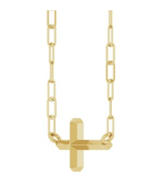R50059 Necklace 14K Yellow 11 X 7 Mm 18 In Polished Sideways Cross Necklace
