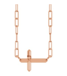 R50059 Necklace 14K Rose 11 X 7 Mm 18 In Polished Sideways Cross Necklace