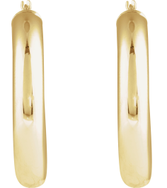 20270 Earring 14K Yellow 30 Mm 5 Mm Pair Catch Polished Round Tube Hoop Earrings