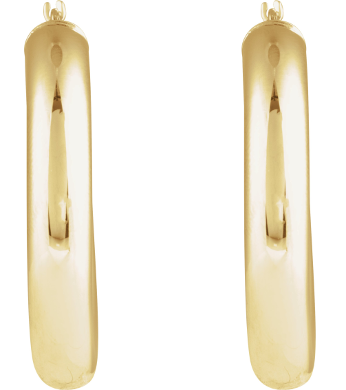 20270 Earring 14K Yellow 30 Mm 5 Mm Pair Catch Polished Round Tube Hoop Earrings