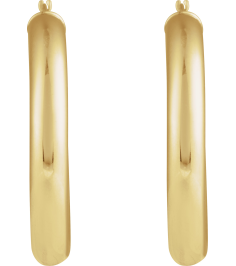 20270 Earring 14K Yellow 35 Mm 5 Mm Pair Catch Polished Round Tube Hoop Earrings