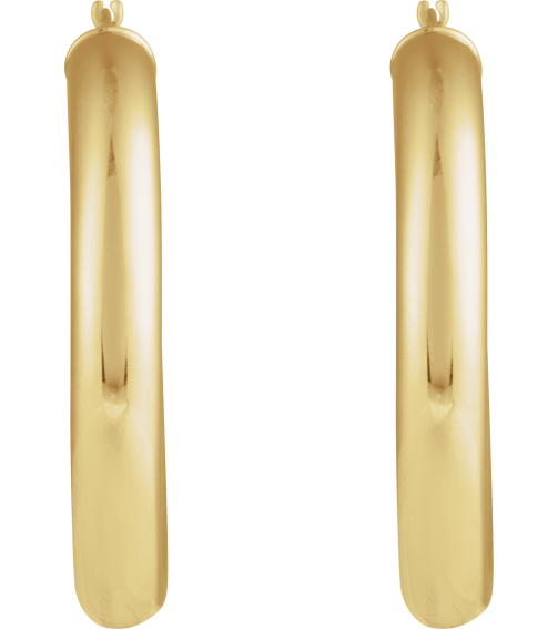 20270 Earring 14K Yellow 35 Mm 5 Mm Pair Catch Polished Round Tube Hoop Earrings