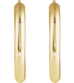 20270 Earring 14K Yellow 40 Mm 5 Mm Pair Catch Polished Round Tube Hoop Earrings