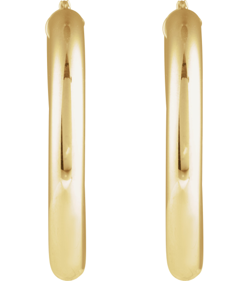 20270 Earring 14K Yellow 40 Mm 5 Mm Pair Catch Polished Round Tube Hoop Earrings
