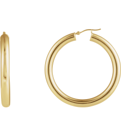 20270 Earring 14K Yellow 45 Mm 5 Mm Pair Catch Polished Round Tube Hoop Earrings