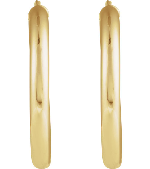 20270 Earring 14K Yellow 45 Mm 5 Mm Pair Catch Polished Round Tube Hoop Earrings
