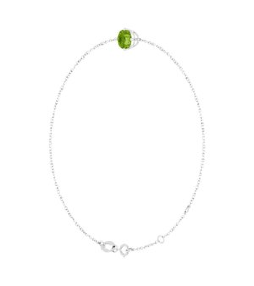 Brc935 Bracelet Set 14K White Round Natural Peridot 6 Mm 6 12-7 12 In Polished Natural Peridot Solitaire Bracelet