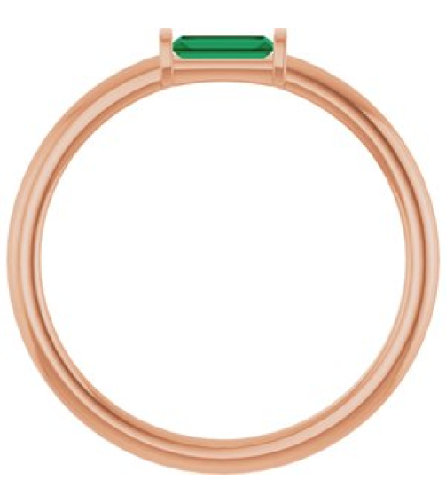 122887 Ring Set 14K Rose Lab-Grown Emerald Straight Baguette 4 X 2 Mm Polished Lab Grown Emerald Stackable Ring