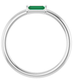 122887 Ring Set Platinum Lab-Grown Emerald Straight Baguette 4 X 2 Mm Polished Lab Grown Emerald Stackable Ring