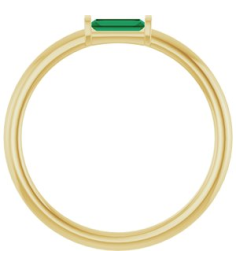 122887 Ring Set 14K Yellow Lab-Grown Emerald Straight Baguette 4 X 2 Mm Polished Lab Grown Emerald Stackable Ring