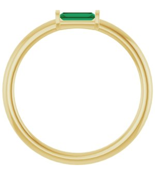 122887 Ring Set 14K Yellow Lab-Grown Emerald Straight Baguette 4 X 2 Mm Polished Lab Grown Emerald Stackable Ring