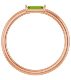 122887 Ring Set 14K Rose Natural Peridot Straight Baguette 4 X 2 Mm Polished Natural Peridot Stackable Ring