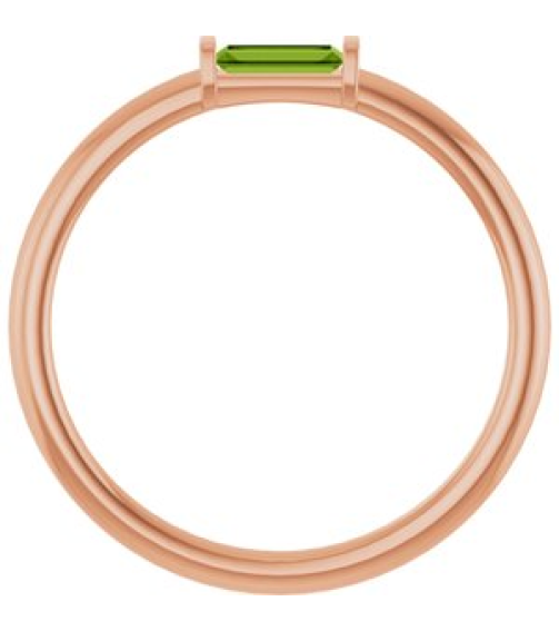 122887 Ring Set 14K Rose Natural Peridot Straight Baguette 4 X 2 Mm Polished Natural Peridot Stackable Ring
