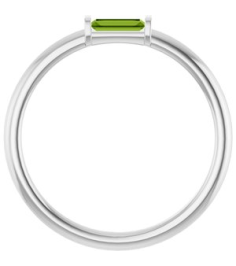 122887 Ring Set Platinum Natural Peridot Straight Baguette 4 X 2 Mm Polished Natural Peridot Stackable Ring