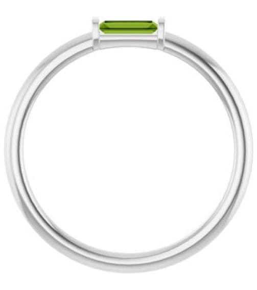 122887 Ring Set Platinum Natural Peridot Straight Baguette 4 X 2 Mm Polished Natural Peridot Stackable Ring
