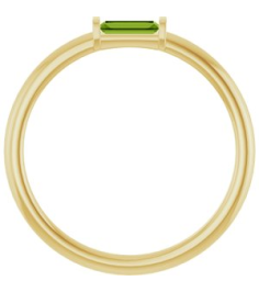 122887 Ring Set 14K Yellow Natural Peridot Straight Baguette 4 X 2 Mm Polished Natural Peridot Stackable Ring