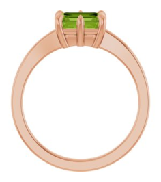 72438 Ring Set 14K Rose Natural Peridot Emerald 7 X 5 Mm Polished Natural Peridot Solitaire Ring