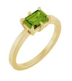 72438 Ring Set 14K Yellow Natural Peridot Emerald 7 X 5 Mm Polished Natural Peridot Solitaire Ring