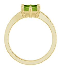 72438 Ring Set 14K Yellow Natural Peridot Emerald 7 X 5 Mm Polished Natural Peridot Solitaire Ring