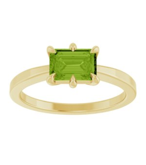 72438 Ring Set 14K Yellow Natural Peridot Emerald 7 X 5 Mm Polished Natural Peridot Solitaire Ring