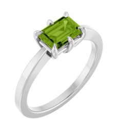 72438 Ring Set Sterling Silver Natural Peridot Emerald 7 X 5 Mm Polished Natural Peridot Solitaire Ring