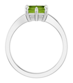 72438 Ring Set Sterling Silver Natural Peridot Emerald 7 X 5 Mm Polished Natural Peridot Solitaire Ring