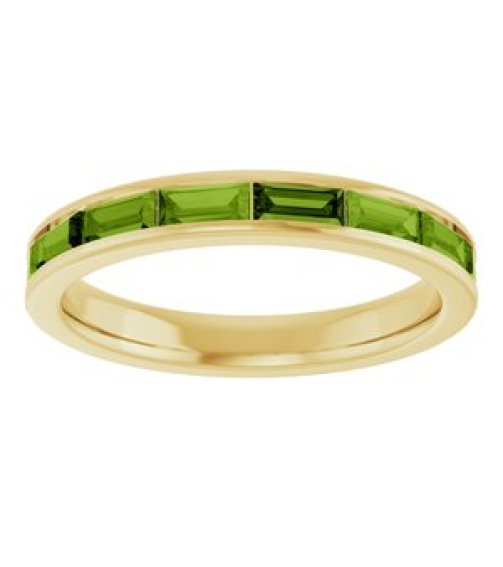 72331 Ring Set 14K Yellow Natural Peridot Straight Baguette 4 X 2 Mm Polished Natural Peridot Stackable Ring