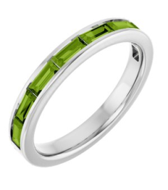 72331 Ring Set 14K White Natural Peridot Straight Baguette 4 X 2 Mm Polished Natural Peridot Stackable Ring