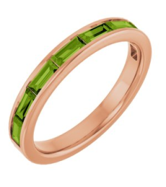 72331 Ring Set 14K Rose Natural Peridot Straight Baguette 4 X 2 Mm Polished Natural Peridot Stackable Ring