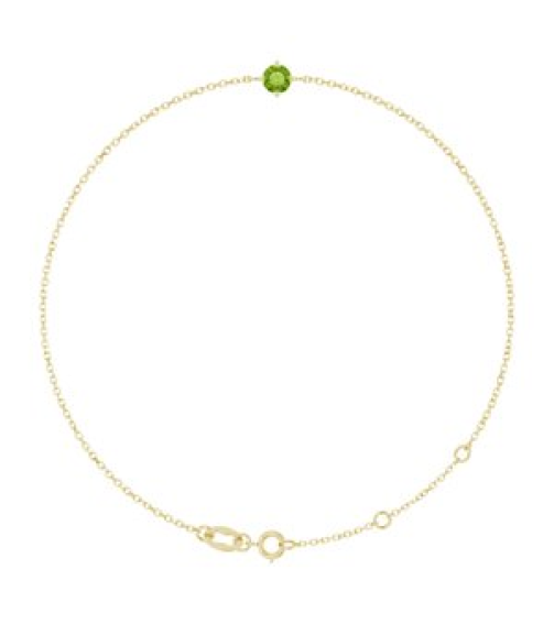 Brc935 Bracelet Set 14K Yellow Round Natural Peridot 4 Mm 6 12-7 12 In Polished Natural Peridot Solitaire Bracelet