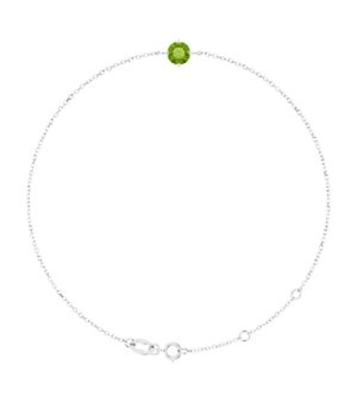 Brc935 Bracelet Set 14K White Round Natural Peridot 5 Mm 6 12-7 12 In Polished Natural Peridot Solitaire Bracelet