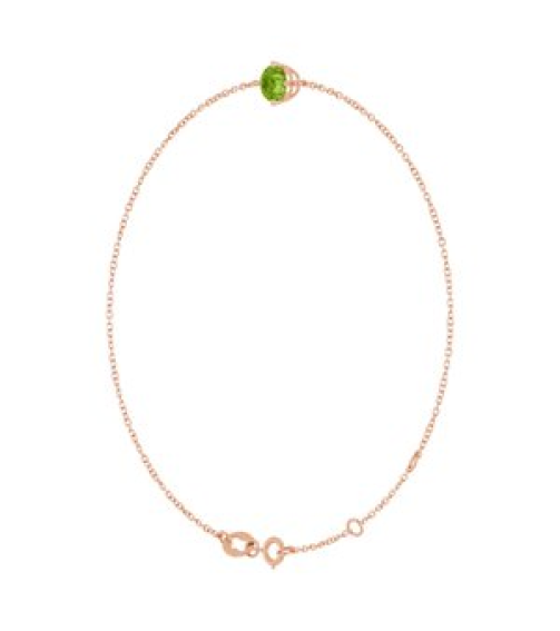 Brc935 Bracelet Set 14K Rose Round Natural Peridot 5 Mm 6 12-7 12 In Polished Natural Peridot Solitaire Bracelet