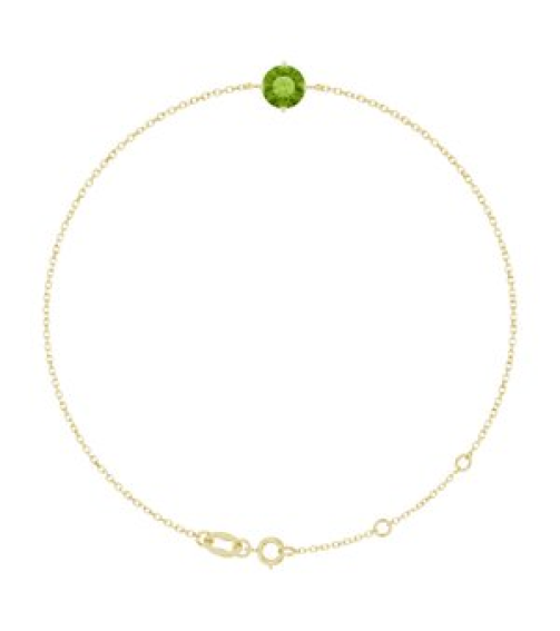 Brc935 Bracelet Set 14K Yellow Round Natural Peridot 6 Mm 6 12-7 12 In Polished Natural Peridot Solitaire Bracelet