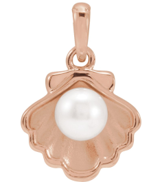 88702 Pendant Set 14K Rose Pearl Cultured Freshwater Pearl 4-4.5 Mm Polished Cultured Pearl Shell Pendant