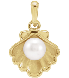 88702 Pendant Set 14K Yellow Pearl Cultured Freshwater Pearl 4-4.5 Mm Polished Cultured Pearl Shell Pendant