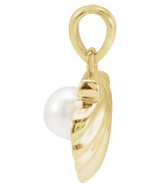 88702 Pendant Set 14K Yellow Pearl Cultured Freshwater Pearl 4-4.5 Mm Polished Cultured Pearl Shell Pendant