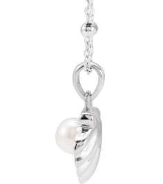 88702 Necklace Set 14K White Pearl Cultured Freshwater Pearl 4-4.5 Mm 18 In Polished Cultured Pearl Shell Necklace