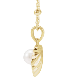 88702 Necklace Set 14K Yellow Pearl Cultured Freshwater Pearl 4-4.5 Mm 18 In Polished Cultured Pearl Shell Necklace
