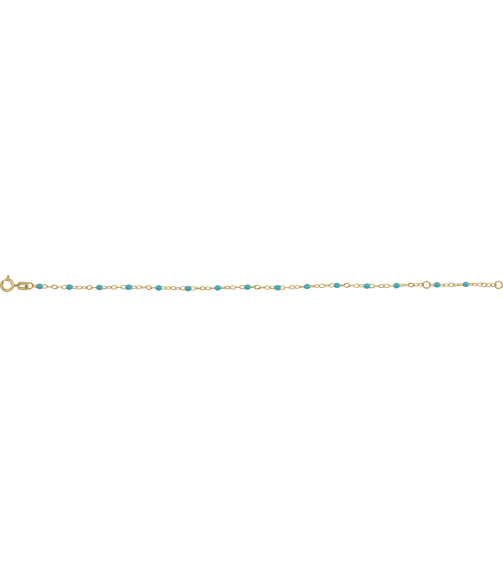Ch1257 Chain 14K Yellow Turquoise 6-7 In 2 Mm Enamel Bead Adjustable Chain