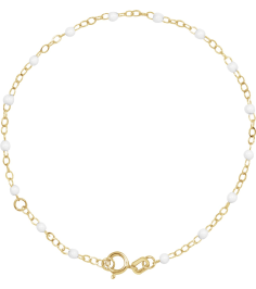 Ch1257 Chain 14K Yellow White 6-7 In 2 Mm Enamel Bead Adjustable Chain