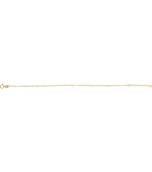 Ch1257 Chain 14K Yellow White 6-7 In 2 Mm Enamel Bead Adjustable Chain
