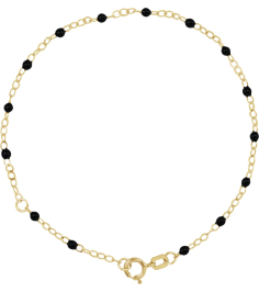 Ch1257 Chain 14K Yellow Black 6-7 In 2 Mm Enamel Bead Adjustable Chain