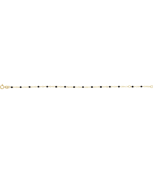 Ch1257 Chain 14K Yellow Black 6-7 In 2 Mm Enamel Bead Adjustable Chain