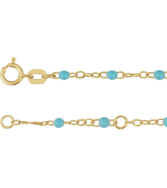 Ch1257 Chain 14K Yellow Turquoise 17-18 In 2 Mm Enamel Bead Adjustable Chain