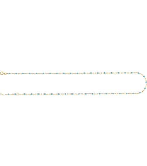Ch1257 Chain 14K Yellow Turquoise 17-18 In 2 Mm Enamel Bead Adjustable Chain
