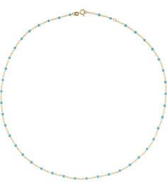Ch1257 Chain 14K Yellow Turquoise 17-18 In 2 Mm Enamel Bead Adjustable Chain
