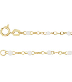 Ch1257 Chain 14K Yellow White 17-18 In 2 Mm Enamel Bead Adjustable Chain