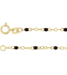 Ch1257 Chain 14K Yellow Black 15-16 In 2 Mm Enamel Bead Adjustable Chain
