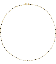 Ch1257 Chain 14K Yellow Black 17-18 In 2 Mm Enamel Bead Adjustable Chain